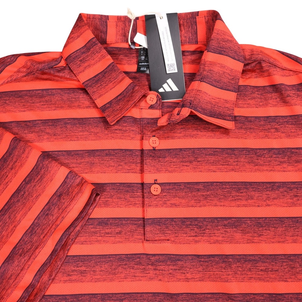 Adidas Striped Performance Polo Shirt Red‎ Short Sleeve Mens Large